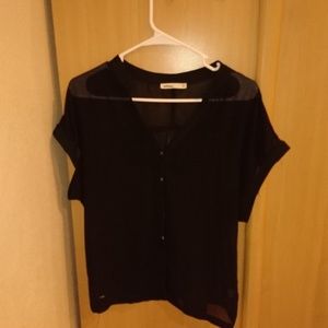 Black transparent short sleeve blause